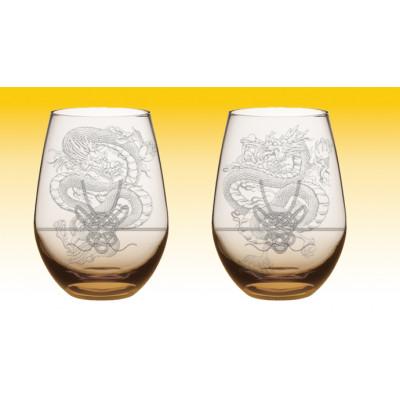 ふるさと納税 多治見市 グラスに生命を宿す サンドブラスト×画家[木全靖陛]×龍 阿吽龍-黄龍- / 片岡ケース製作所