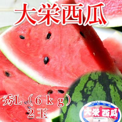 ふるさと納税 北栄町 大栄西瓜 秀品 L2玉(6kg以上×2玉)