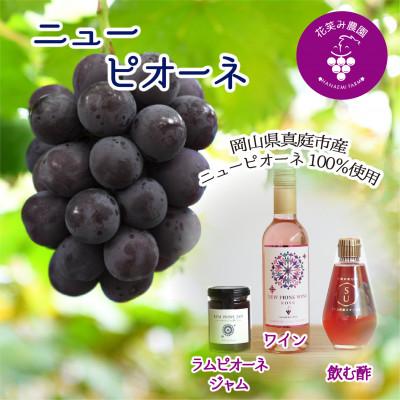 ふるさと納税 真庭市 [2026年先行受付]岡山 花笑み農園『ピオーネ&amp;ラムピオーネジャム&amp;ワイン&amp;飲む酢』P-JWN