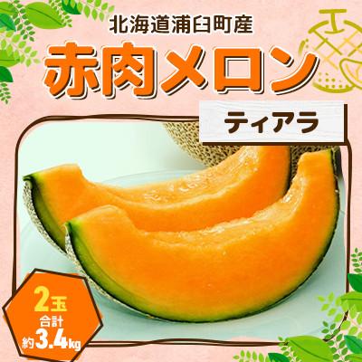 ふるさと納税 浦臼町 [令和8年産先行予約]大玉 赤肉メロン(ティアラ)2玉 合計約3.4kg