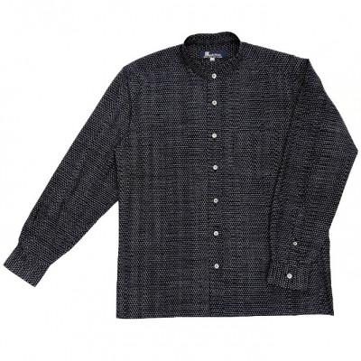 ふるさと納税 久留米市 久留米絣長袖紳士シャツ(スタンドカラー/蚊絣文人柄)(2Lサイズ)