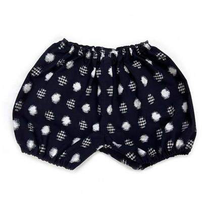 ふるさと納税 久留米市 久留米絣ベビー用ふっくらズボン(水玉格子柄/紺)0〜2才用(70〜95cm程度)