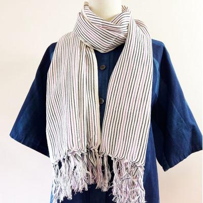 ふるさと納税 久留米市 久留米絣ストール(細じま/白 ・紫・黒)