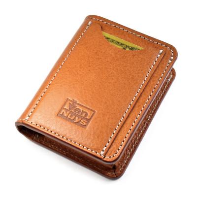 ふるさと納税 松茂町 VanNuys カードが30枚程度入る小さい財布 (ビンテージキャメル)