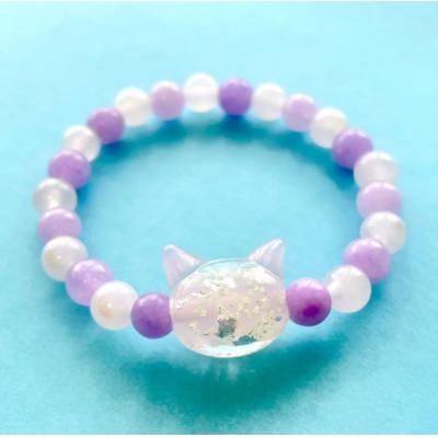 ふるさと納税 奈良市 光る猫玉とアメジストのブレスレット(キッズサイズ)