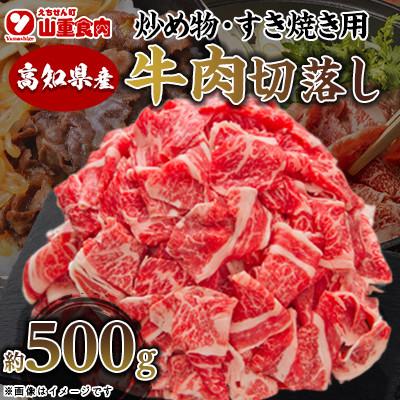 ふるさと納税 高知市 高知県産 牛肉切落し 炒め物・すき焼き用 約500g[AP094]