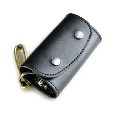 ふるさと納税 松茂町 VanNuys ポケット付き ぬめ革キーケース[吊り下げ用 真鍮製フック付属タイプ](ブラック)
