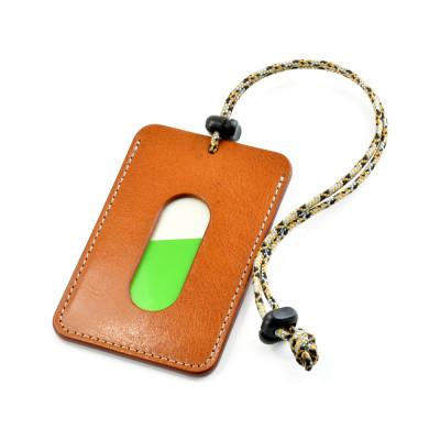 ふるさと納税 松茂町 VanNuys カードケース&amp;パスケース[ショート&amp;ロングストラップ付属]キャメル/紐カーキグレー