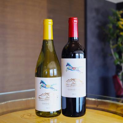 ふるさと納税 韮崎市 淡路結 シャルドネ&amp;花菱 メルロー&amp;カベルネ・ソーヴィニヨン 750ml×計2本セット