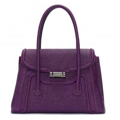 ふるさと納税 御代田町 [濱野皮革工藝のハンドバッグ]トレゾサック 黒桟革(ムラサキ)