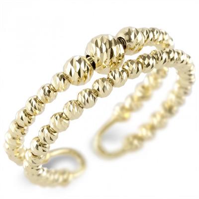 ふるさと納税 昭和町 18金 フリーサイズリング ミラーボール ゴールド 2連 240906401