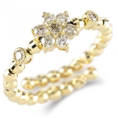 ふるさと納税 昭和町 18金 フリーサイズリング ダイヤ フラワー2連 形状記憶 240828hy201