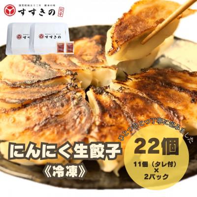 ふるさと納税 掛川市 創業昭和五十三年 すすきの 冷凍にんにく生餃子 25g×11個 2パック 計22個[餃子のタレ付き]