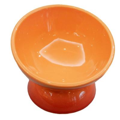 ふるさと納税 奈良市 陶器製 短頭犬用食器 オレンジ CHOB3_536144 10-093