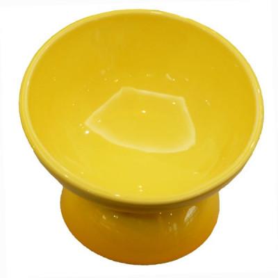ふるさと納税 奈良市 陶器製 短頭犬用食器 イエロー CHOB3_536175 10-094