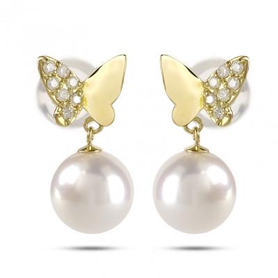 ふるさと納税 昭和町 18金 ピアス 蝶 アコヤ真珠 ペア 240709tp201