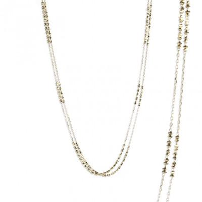 ふるさと納税 昭和町 18金 ロングネックレス チェーン 70cm 2連 ミラーボール 241225an400yn