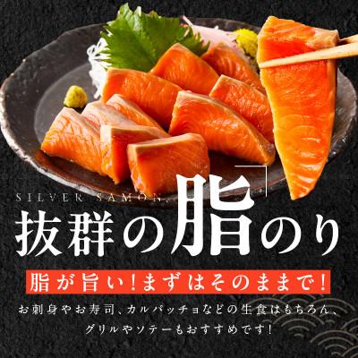 ふるさと納税 泉佐野市 【訳あり】生食用 サーモン 1kg ポーション 小分け 2-4柵 サイズ不揃い |  | 02