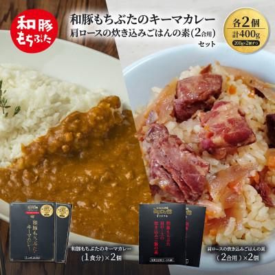 ふるさと納税 大河原町 和豚もちぶたのキーマカレー×2個 肩ロースの炊き込みごはんの素(2合用)×2個 
