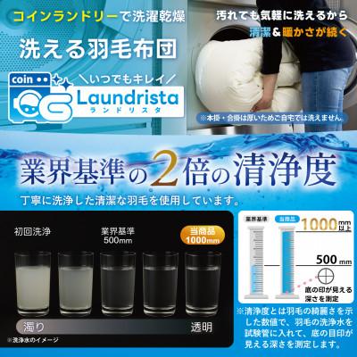 ふるさと納税 韮崎市 洗える羽毛布団 ダブル 冬用 ホワイトダックダウン85% グレー 無地 本掛け増量1.6kg抗菌防臭の画像