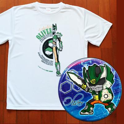 ふるさと納税 瀬戸市 陶神オリバーTシャツ(120サイズ)+缶バッジセット