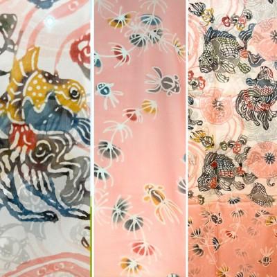 ふるさと納税 国頭村 紅型染シルクストール 琉金 はないろじの画像