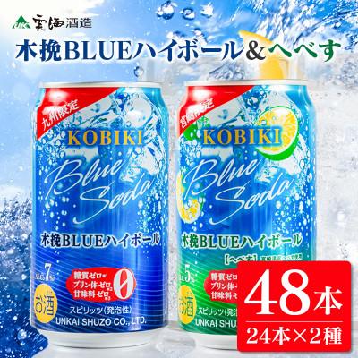 ふるさと納税 綾町 「九州&amp;宮崎限定」木挽BLUE(木挽ブルー)ハイボール・へべすハイボール2種セット 計48本(綾町)