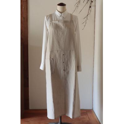 ふるさと納税 奈良市 [Fu-raのリネンエプロン]すりっとエプロン・long(生成り)