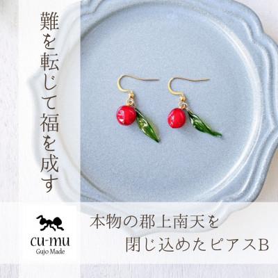 ふるさと納税 郡上市 岐阜県郡上市 本物の郡上南天を閉じ込めたピアスB