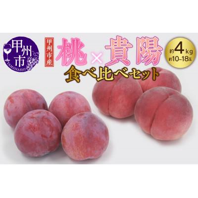 ふるさと納税 甲州市 山梨県甲州市産 もも×貴陽 食べ比べセット 約4kg(もも貴陽合わせて10〜18玉)2025年発送