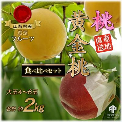 ふるさと納税 甲州市 [2025年先行受付]山梨県甲州市産 厳選!桃と黄金桃の食べ比べセット 約2kg(4〜6玉)