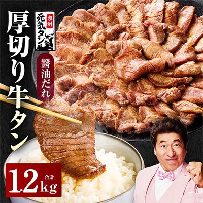 ふるさと納税 泉佐野市 厚切り牛タン1.2kg 秘伝の醤油だれ 焼肉用