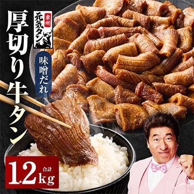 ふるさと納税 泉佐野市 厚切り牛タン 1.2kg 秘伝の味噌だれ 焼肉用