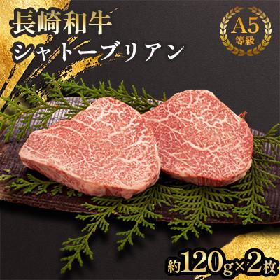 ふるさと納税 川棚町 長崎和牛 A5等級 シャトーブリアン 2枚(各約120g)[田中精肉店](川棚町)