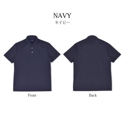 ふるさと納税 松山市 メンズ へリンボン生地 半袖ポロ SPKJ23-025 ネイビー M YOSHIDA SHIRTS