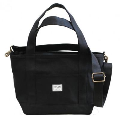 ふるさと納税 朝来市 HYLONショルダー付トート M オールブラック 国産帆布。ファスナー・外内ポケット付。日本製。