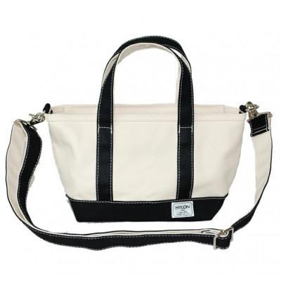 ふるさと納税 朝来市 HYLONショルダー付トート S 生成り×ブラック 国産帆布使用。ファスナー・内ポケット付。日本製。