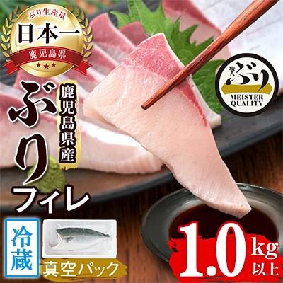 ふるさと納税 垂水市 [鹿児島産]冷蔵・ぶりフィレ(半身1枚) 約1kg[アクアブルー]