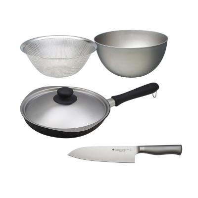 ふるさと納税 燕市 柳宗理 キッチンナイフ18cm&amp;マグマプレート加工フライパン蓋付25cm&amp;ボウル・パンチング23cm