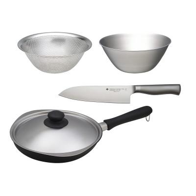 ふるさと納税 燕市 柳宗理 キッチンナイフ18cm&amp;マグマプレート加工フライパン蓋付25cm&amp;ボウル・パンチング19cm