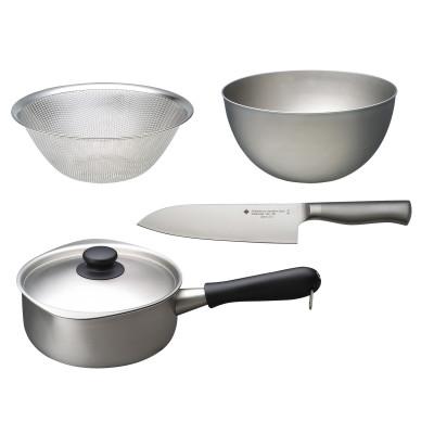 ふるさと納税 燕市 柳宗理 キッチンナイフ18cm&amp;ステンレス製片手鍋18cm&amp;ボウル・パンチング23cm