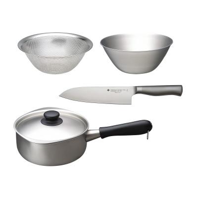 ふるさと納税 燕市 柳宗理 キッチンナイフ18cm&amp;ステンレス製片手鍋18cm&amp;ボウル・パンチング19cm