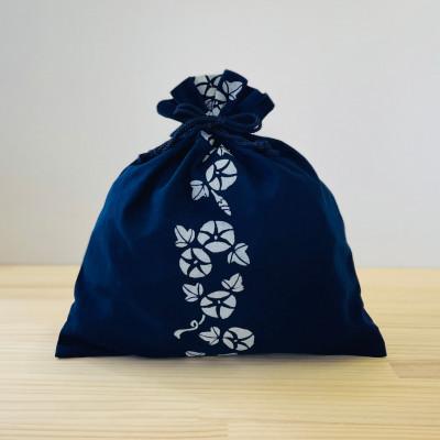 ふるさと納税 竹田市 藍と型染の巾着[朝顔]