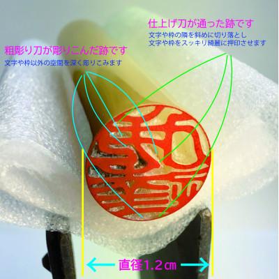 ふるさと納税 横芝光町 天然オランダ水牛銀行印(12ミリ丸×60ミリ丈)に手書き文字作成、手作業での仕上げ彫りが光ります_3
