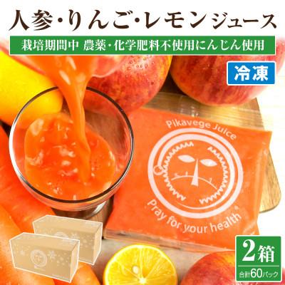 ふるさと納税 函南町 冷凍無添加にんじんりんごレモンジュース 2箱(合計60パック) 栽培期間中農薬/化学肥料不使用の人参