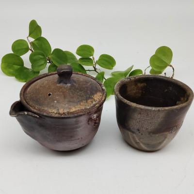 ふるさと納税 備前市 備前焼宝瓶と煎茶碗1個セット(登り窯)