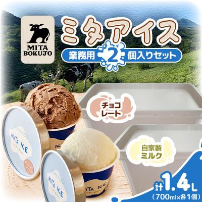 ふるさと納税 共和町 [北海道]三田牧場 ミタアイス業務用2個セット(自家製ミルク 1個+チョコ 1個)計1.4L