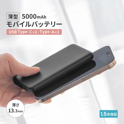 ふるさと納税 海老名市 (オウルテック) 5000mAh 最大15W出力 USB C、A出力 モバイルバッテリー ブラック