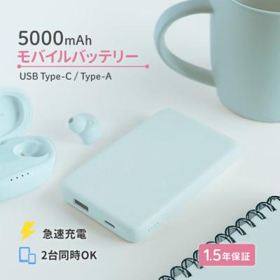 ふるさと納税 海老名市 (オウルテック) 軽量110g 5000mAh 小型軽量モバイルバッテリー アイスミントブルー