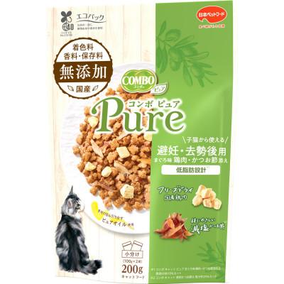 ふるさと納税 袋井市 コンボ ピュア キャット 避妊・去勢後用 まぐろ味・鶏肉・かつお節添え 200g×12袋